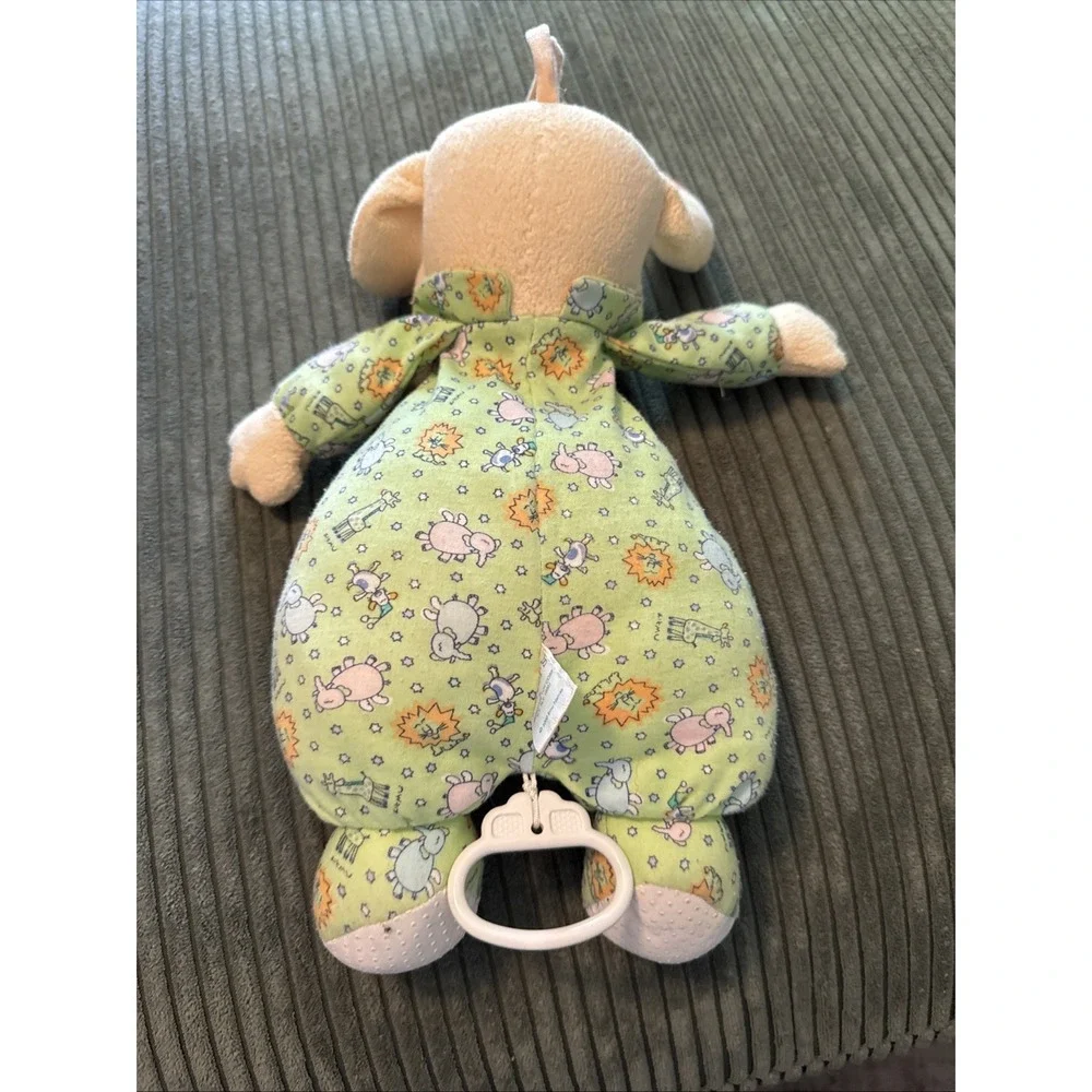 Carter's Vintage Green Dog Puppy  Animals Musical Crib Pull Stuffed Plush Works